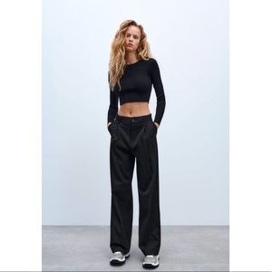 Zara Straight Leg, Fitted Black Pants
